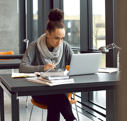 Female student studying