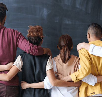students linking arms