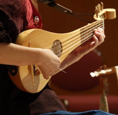 A person playing medieval music